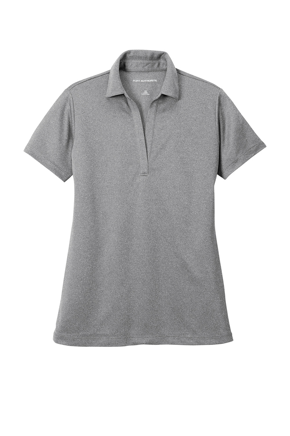 Port Authority LK542 Womens Silk Touch Performance Moisture Wicking Short Sleeve Polo Shirt Heather Shadow Grey Flat Front