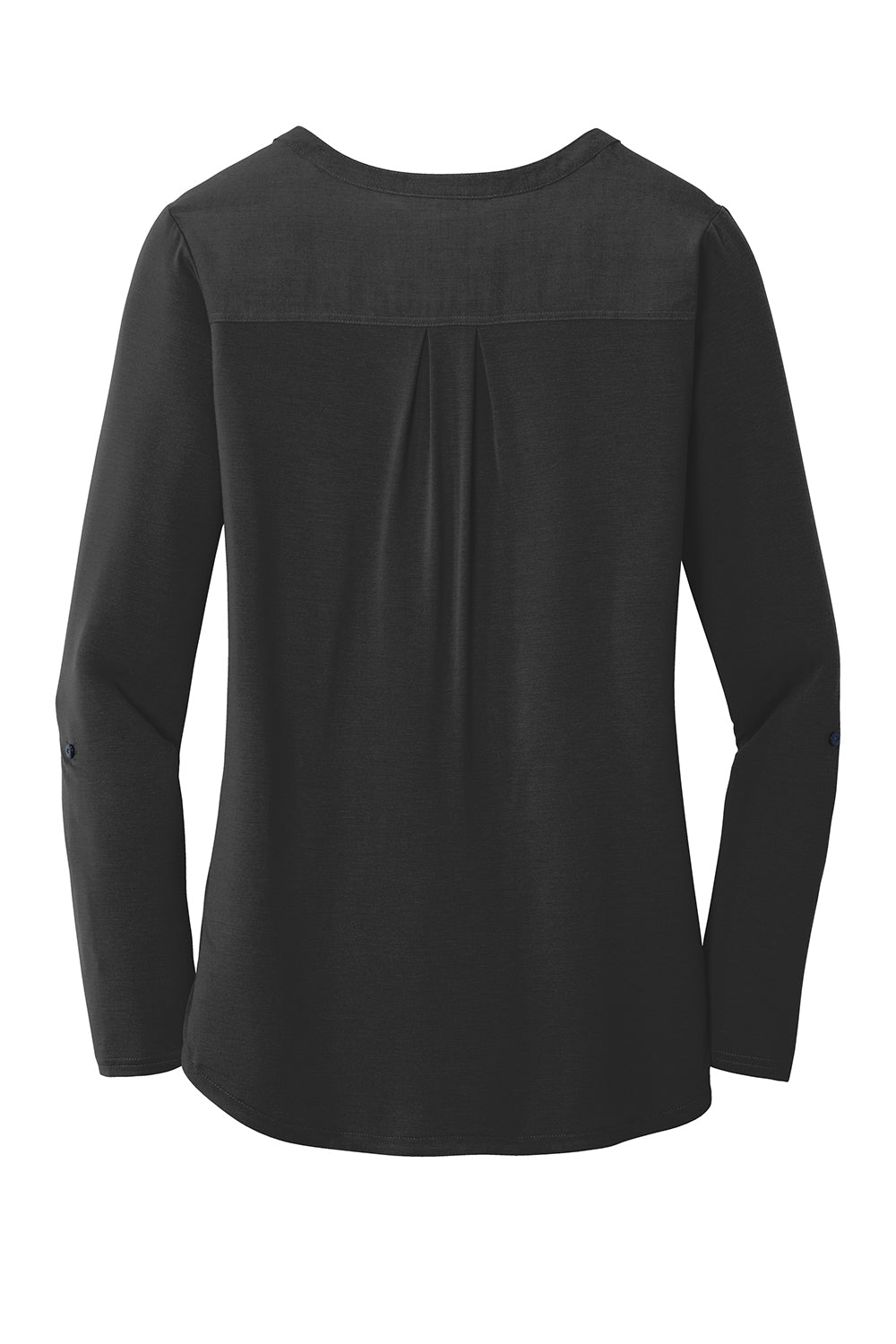 Port Authority LK5432 Womens Concept Jersey Long Sleeve Henley T-Shirt Black Flat Back