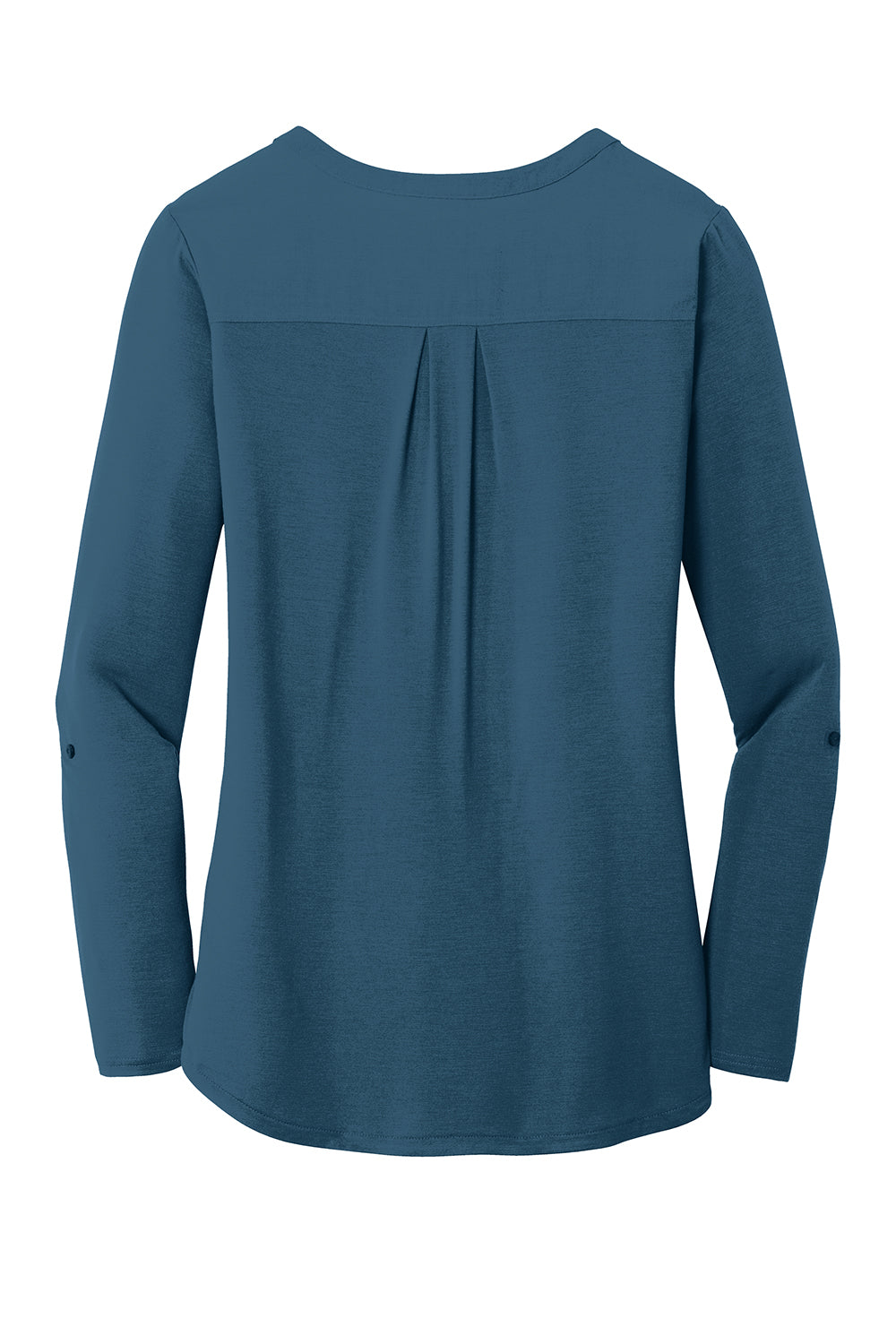 Port Authority LK5432 Womens Concept Jersey Long Sleeve Henley T-Shirt Dusty Blue Flat Back