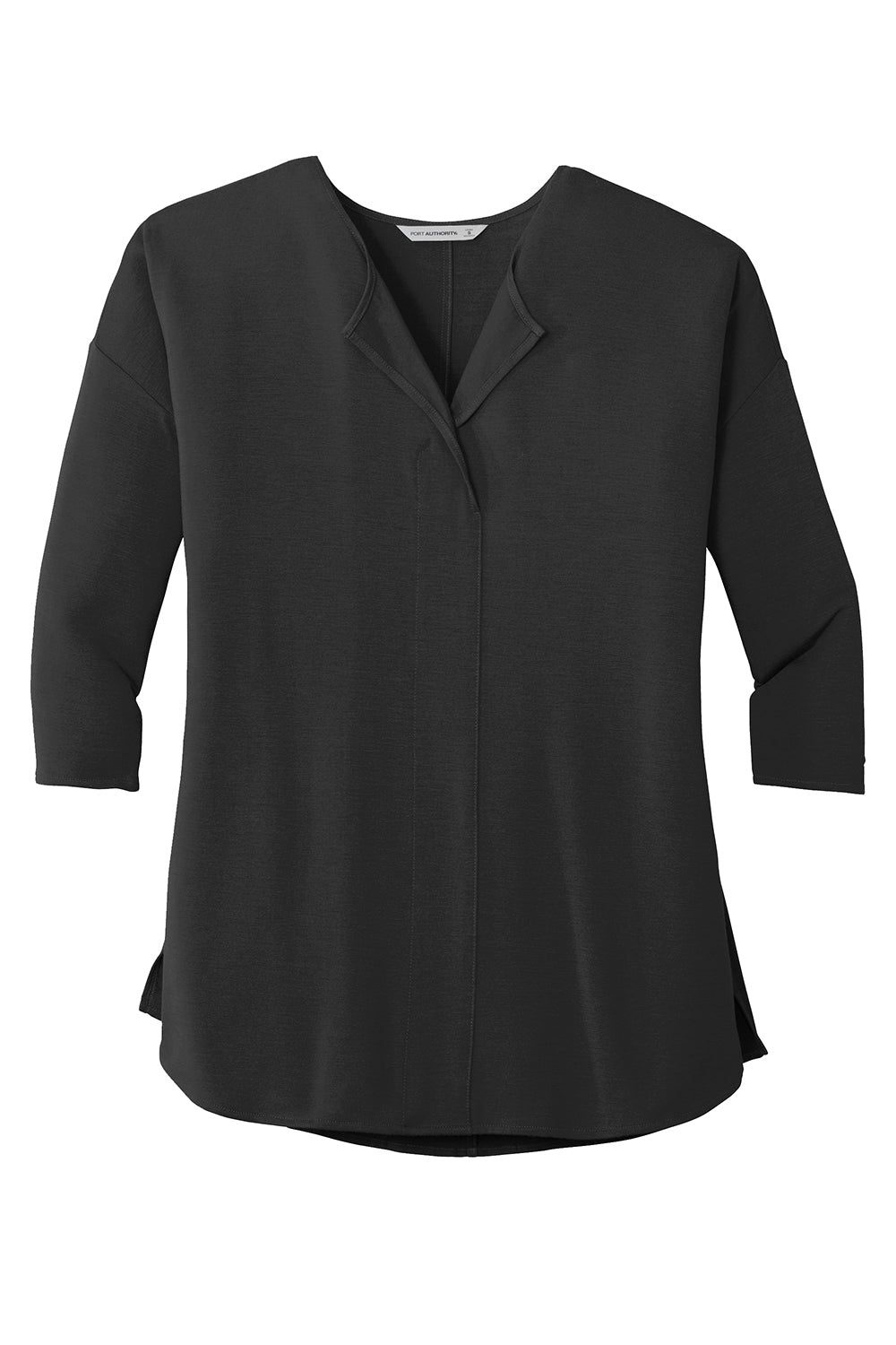 Port Authority LK5433 Womens Concept Jersey 3/4 Sleeve V-Neck T-Shirt Black Flat Front