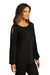 Port Authority LK5600 Womens Luxe Knit Long Sleeve Wide Neck T-Shirt Deep Black Model 3q