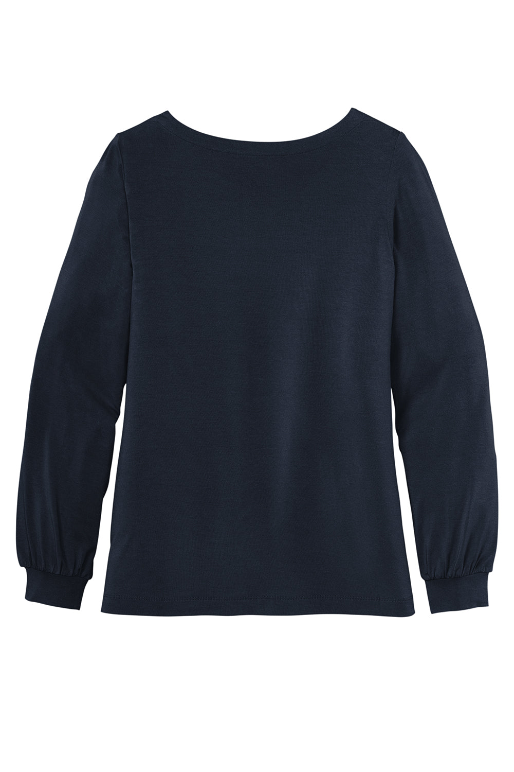 Port Authority LK5600 Womens Luxe Knit Long Sleeve Wide Neck T-Shirt River Navy Blue Flat Back