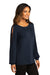 Port Authority LK5600 Womens Luxe Knit Long Sleeve Wide Neck T-Shirt River Navy Blue Model 3q