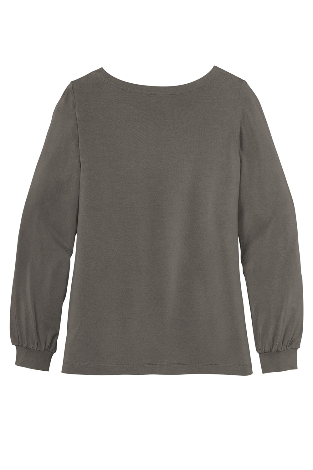 Port Authority LK5600 Womens Luxe Knit Long Sleeve Wide Neck T-Shirt Sterling Grey Flat Back