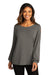 Port Authority LK5600 Womens Luxe Knit Long Sleeve Wide Neck T-Shirt Sterling Grey Model Front