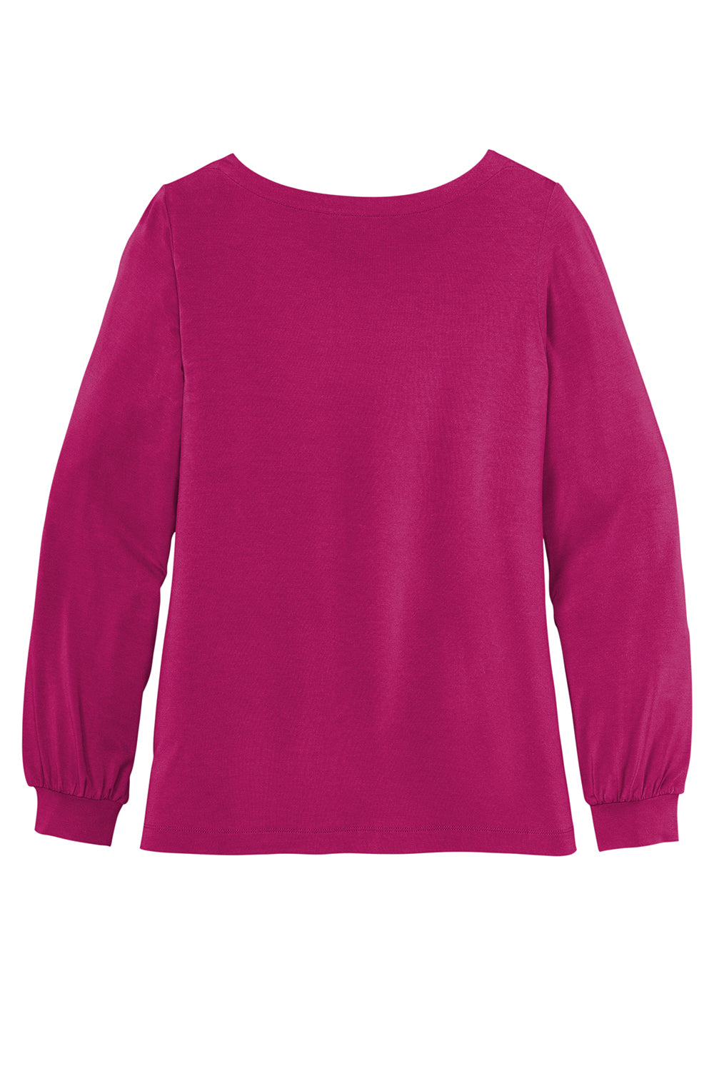 Port Authority LK5600 Womens Luxe Knit Long Sleeve Wide Neck T-Shirt Wild Berry Flat Back