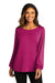 Port Authority LK5600 Womens Luxe Knit Long Sleeve Wide Neck T-Shirt Wild Berry Model Front