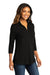 Port Authority LK5601 Womens Luxe Knit 3/4 Sleeve Polo Shirt Deep Black Model 3q