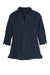 Port Authority LK5601 Womens Luxe Knit 3/4 Sleeve Polo Shirt River Navy Blue Flat Front