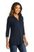 Port Authority LK5601 Womens Luxe Knit 3/4 Sleeve Polo Shirt River Navy Blue Model 3q