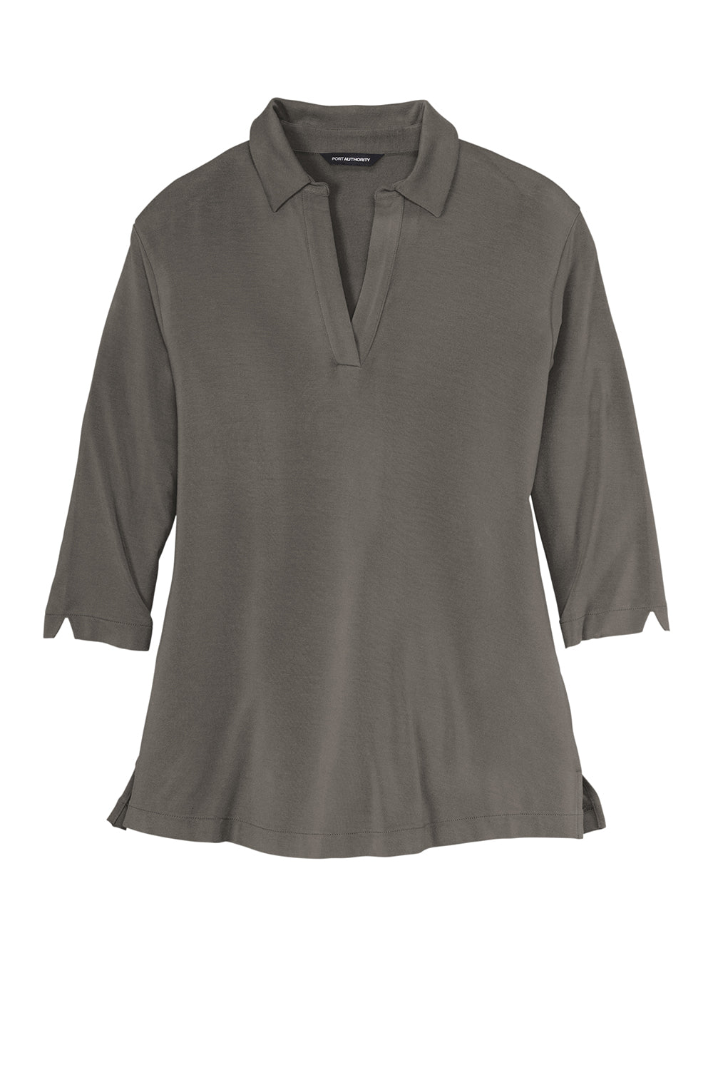 Port Authority LK5601 Womens Luxe Knit 3/4 Sleeve Polo Shirt Sterling Grey Flat Front