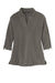 Port Authority LK5601 Womens Luxe Knit 3/4 Sleeve Polo Shirt Sterling Grey Flat Front