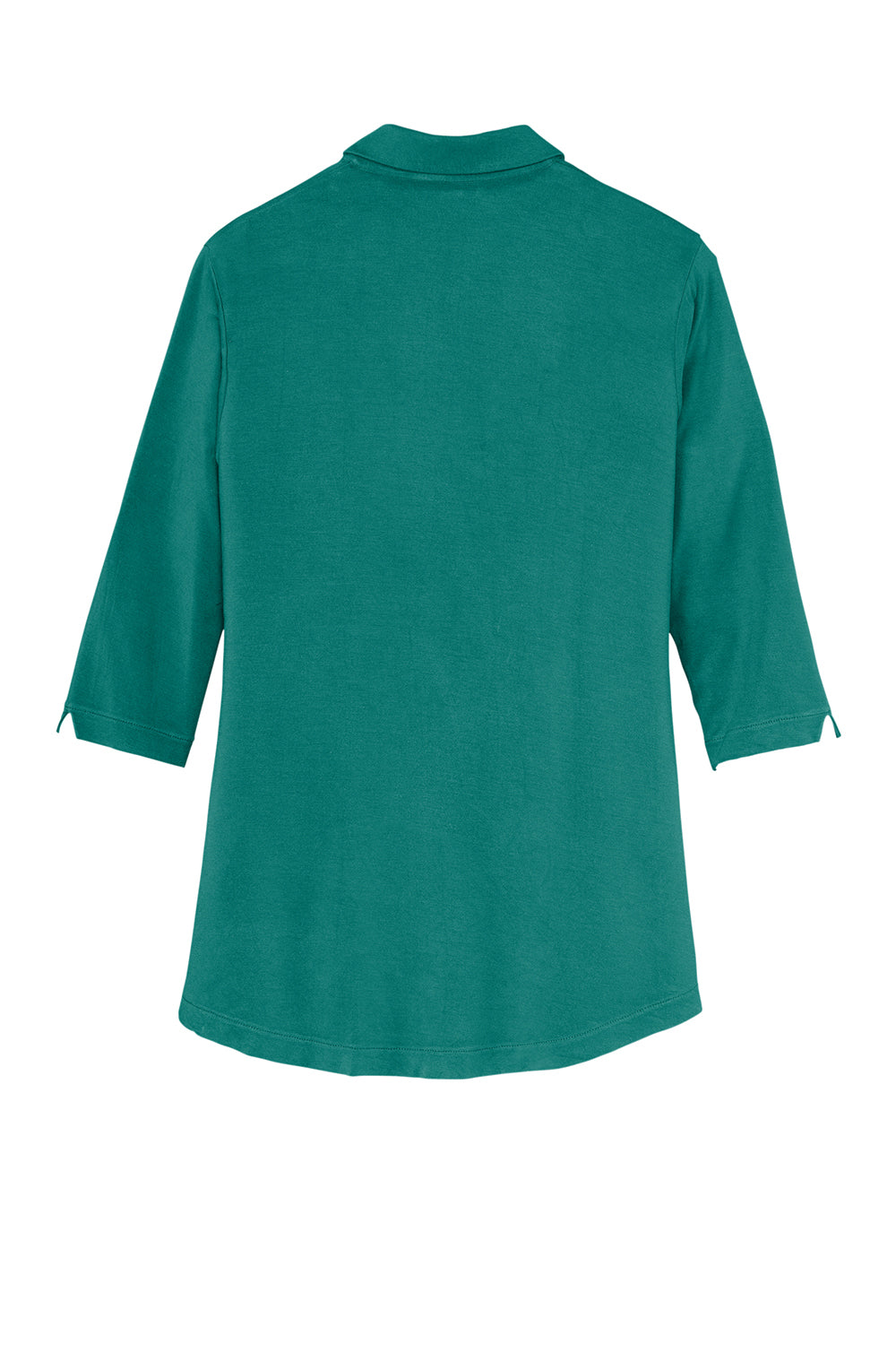 Port Authority LK5601 Womens Luxe Knit 3/4 Sleeve Polo Shirt Teal Green Flat Back