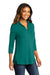 Port Authority LK5601 Womens Luxe Knit 3/4 Sleeve Polo Shirt Teal Green Model 3q