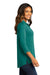 Port Authority LK5601 Womens Luxe Knit 3/4 Sleeve Polo Shirt Teal Green Model Side