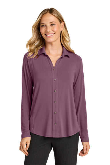 Port Authority LK5602 Womens Luxe Knit Button Down Tunic Purple Mist Model Front