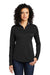 Port Authority LK584 Womens Silk Touch Performance Moisture Wicking 1/4 Zip Sweatshirt Black/Steel Grey Model Front