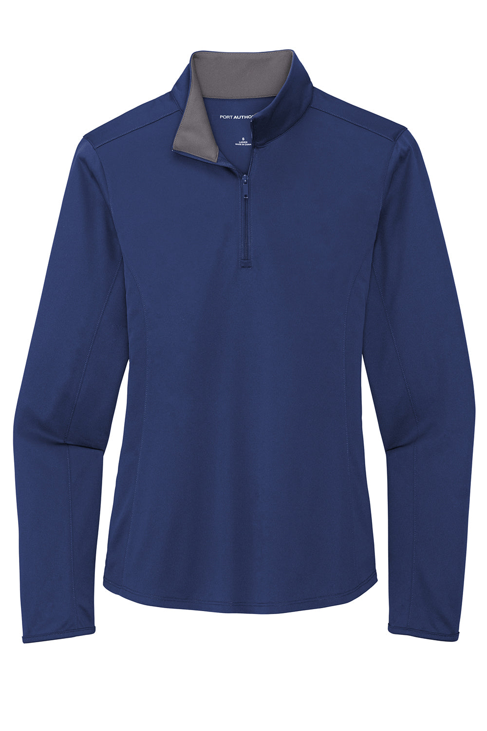 Port Authority LK584 Womens Silk Touch Performance Moisture Wicking 1/4 Zip Sweatshirt Royal Blue/Steel Grey Flat Front