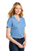 Port Authority LK585 Womens Moisture Wicking Shadow Stripe Short Sleeve Polo Shirt Carolina Blue Model 3q