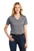 Port Authority LK585 Womens Moisture Wicking Shadow Stripe Short Sleeve Polo Shirt Shadow Grey Model Front