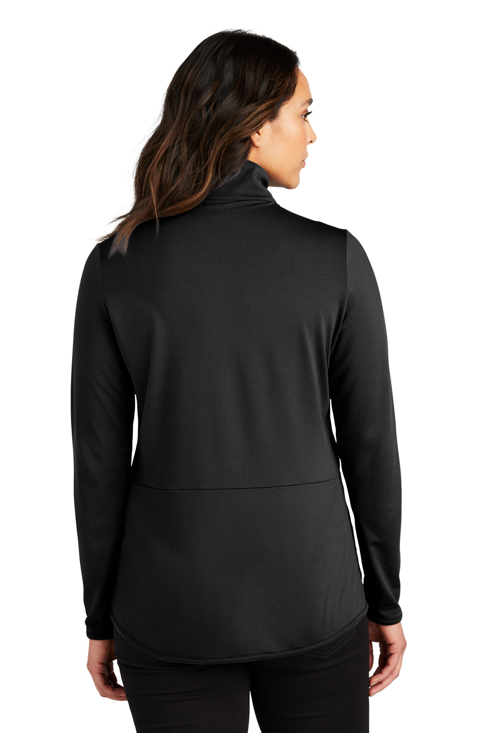 Port Authority LK595 Womens Accord Stretch Moisture Wicking Fleece Full Zip Jacket Black Model Back