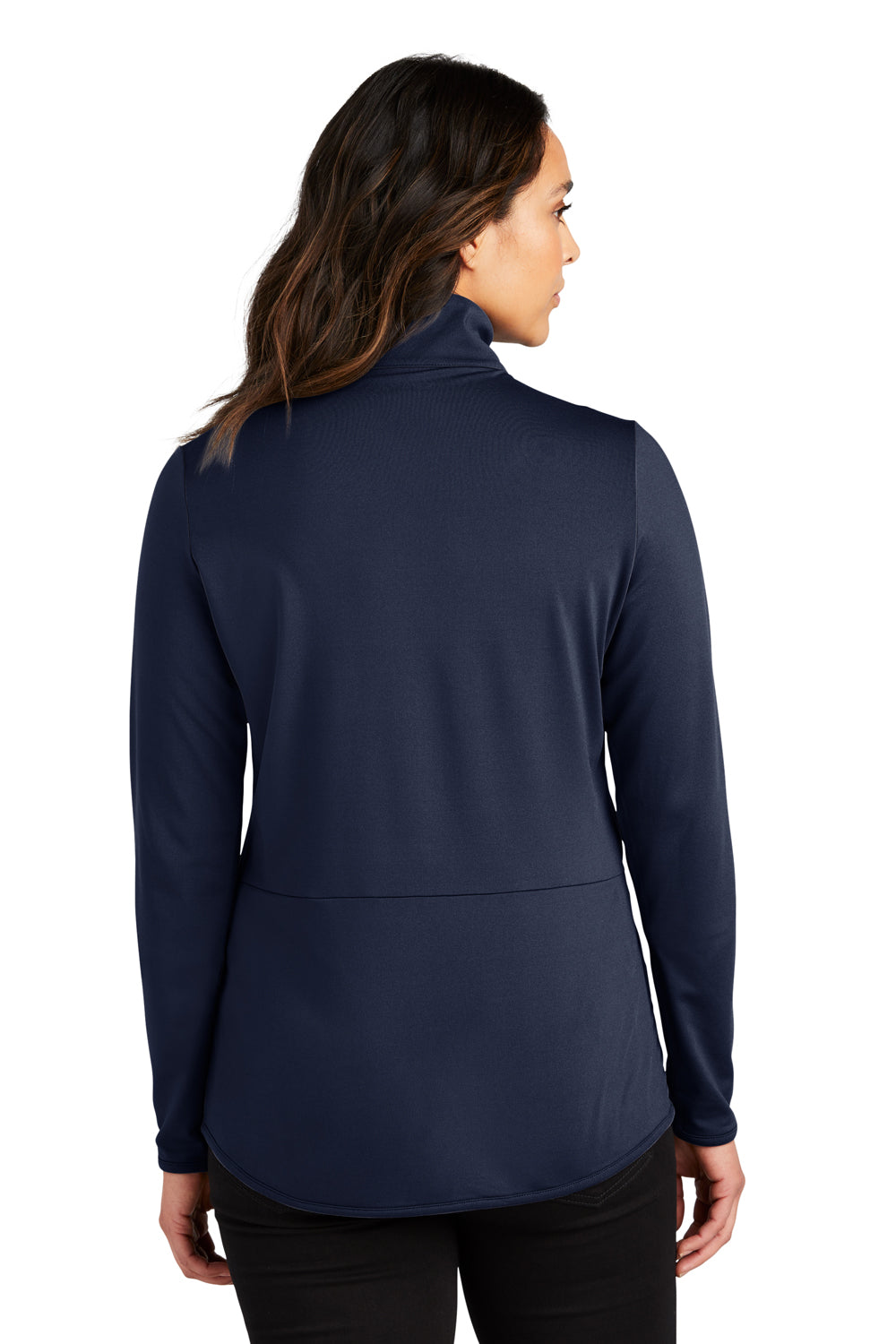 Port Authority LK595 Womens Accord Stretch Moisture Wicking Fleece Full Zip Jacket Navy Blue Model Back