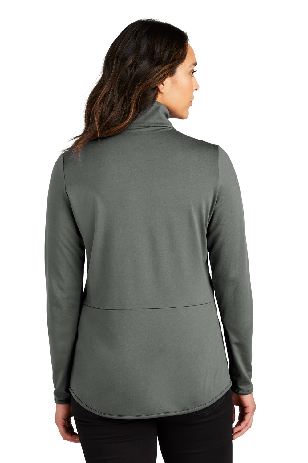 Port Authority LK595 Womens Accord Stretch Moisture Wicking Fleece Full Zip Jacket Pewter Grey Model Back