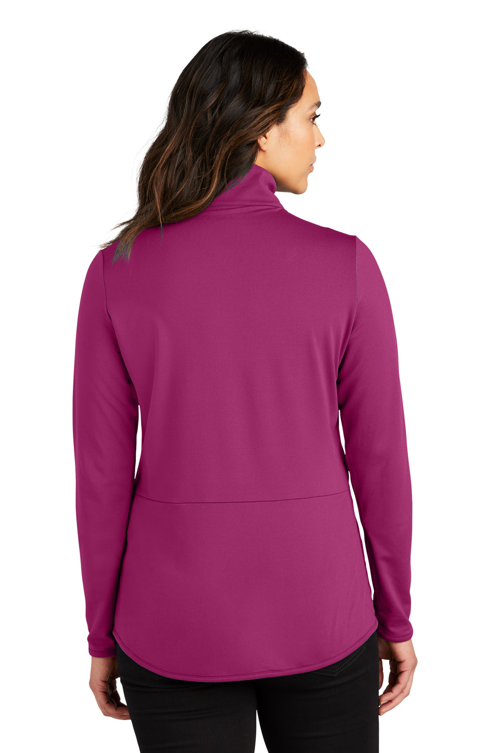 Port Authority LK595 Womens Accord Stretch Moisture Wicking Fleece Full Zip Jacket Wine Model Back