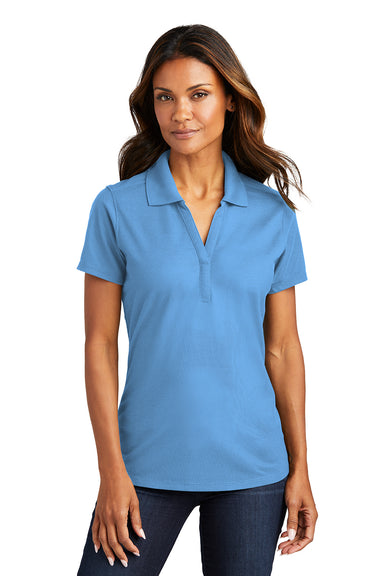 Port Authority LK600 Womens EZPerformance Moisture Wicking Short Sleeve Polo Shirt Carolina Blue Model Front