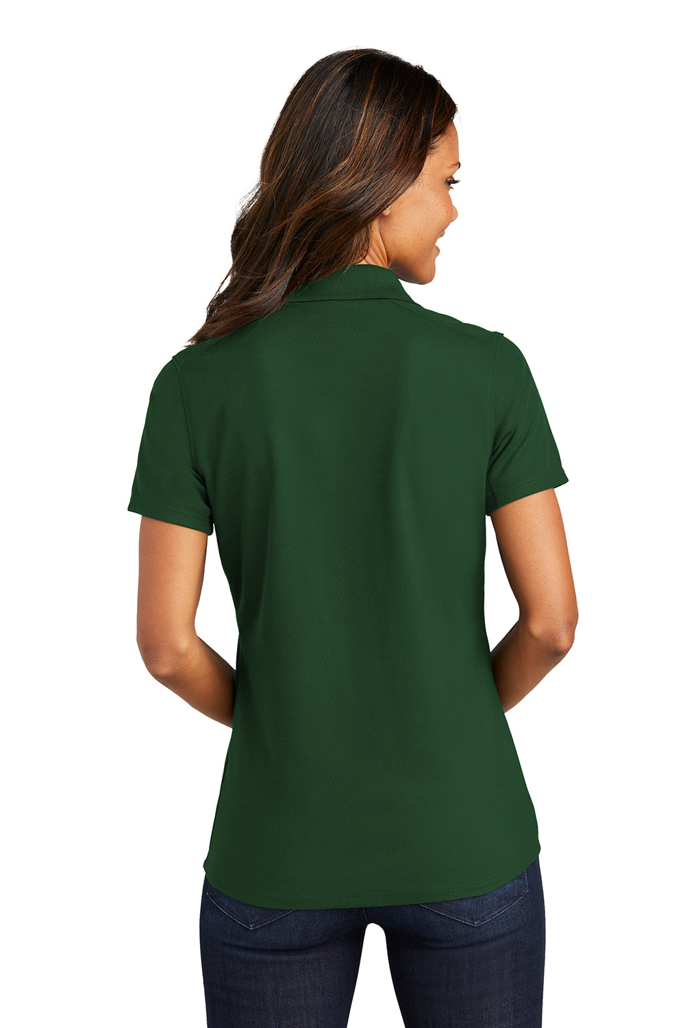 Port Authority LK600 Womens EZPerformance Moisture Wicking Short Sleeve Polo Shirt Deep Forest Green Model Back