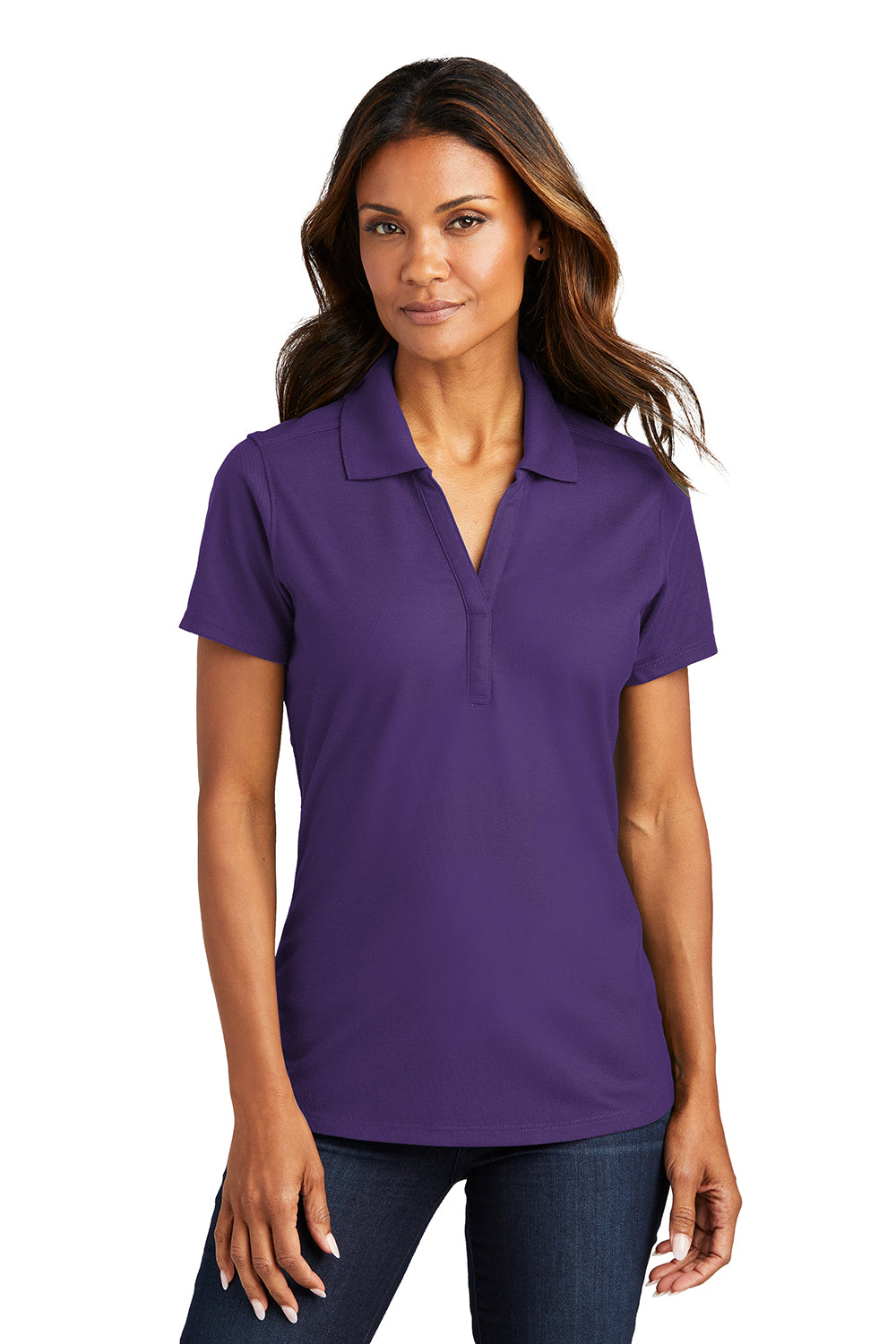 Port Authority LK600 Womens EZPerformance Moisture Wicking Short Sleeve Polo Shirt Majestic Purple Model Front