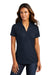 Port Authority LK600 Womens EZPerformance Moisture Wicking Short Sleeve Polo Shirt Navy Blue Model Front