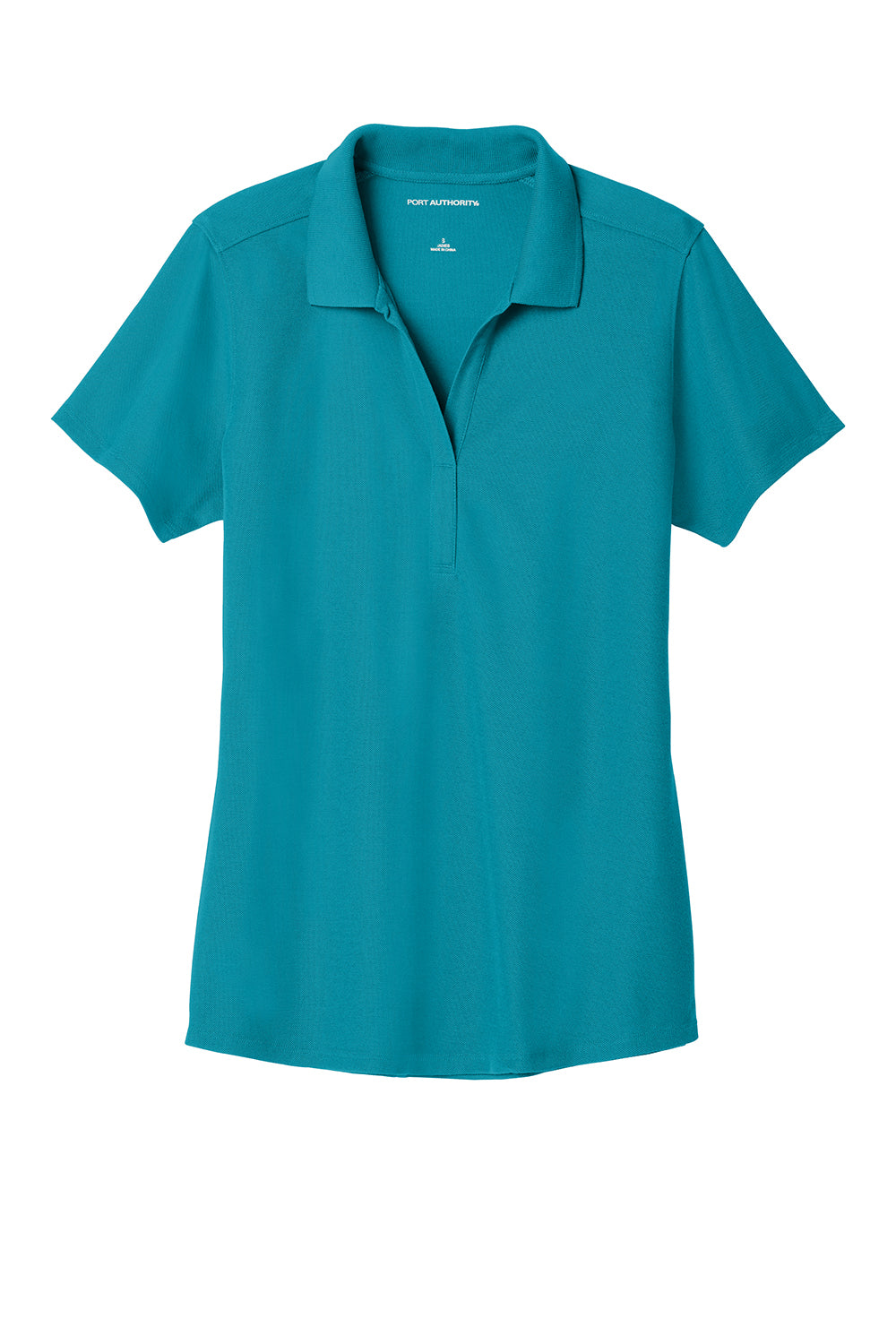 Port Authority LK600 Womens EZPerformance Moisture Wicking Short Sleeve Polo Shirt Teal Blue Flat Front