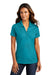 Port Authority LK600 Womens EZPerformance Moisture Wicking Short Sleeve Polo Shirt Teal Blue Model Front