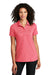 Port Authority LK646 Womens Gingham Moisture Wicking Short Sleeve Polo Shirt Rich Red/White Model Front