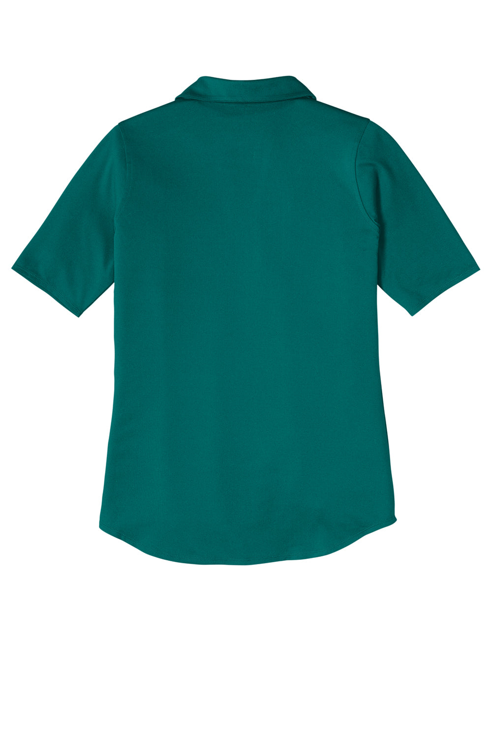 Port Authority LK682 Womens City Moisture Wicking Short Sleeve Button Down Shirt Dark Teal Green Flat Back