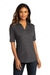 Port Authority LK682 Womens City Moisture Wicking Short Sleeve Button Down Shirt Graphite Grey Model Front