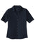 Port Authority LK682 Womens City Moisture Wicking Short Sleeve Button Down Shirt River Navy Blue Flat Front