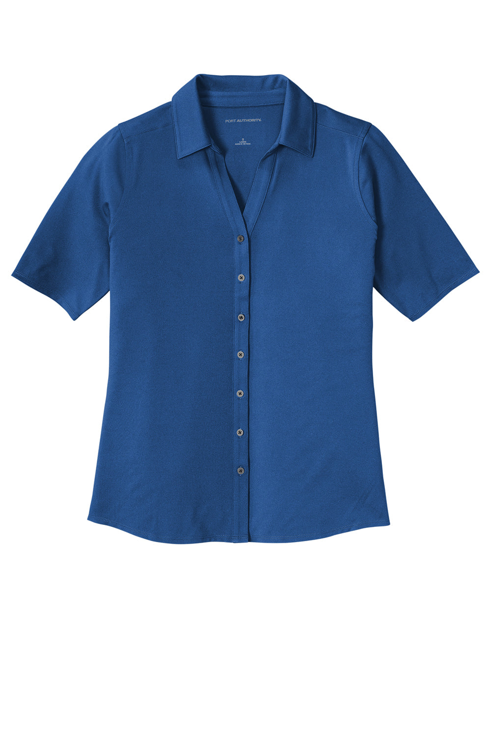 Port Authority LK682 Womens City Moisture Wicking Short Sleeve Button Down Shirt True Blue Flat Front