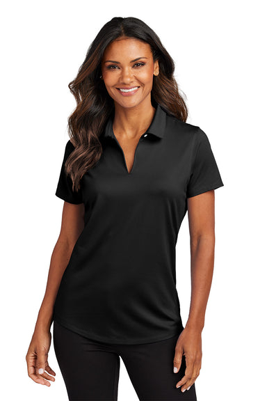 Port Authority LK683 Womens City Stretch Short Sleeve Polo Shirt Black Model Front