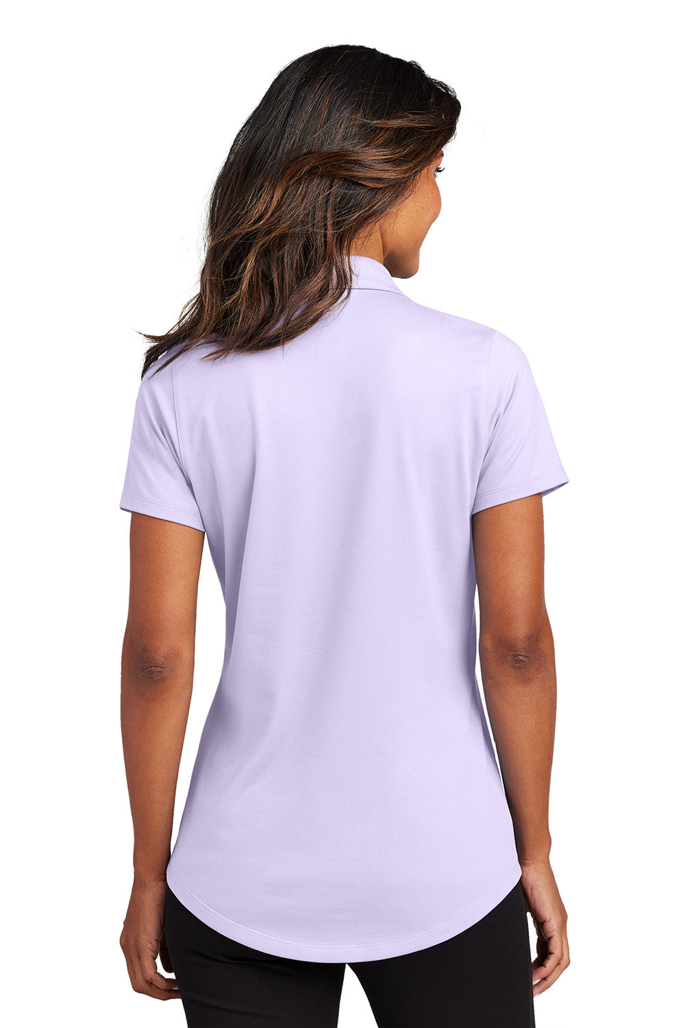 Port Authority LK683 Womens City Stretch Short Sleeve Polo Shirt Bright Lavender Purple Model Back