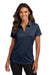 Port Authority LK683 Womens City Stretch Short Sleeve Polo Shirt River Navy Blue Model Front