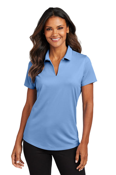 Port Authority LK683 Womens City Stretch Short Sleeve Polo Shirt Swiss Blue Model Front