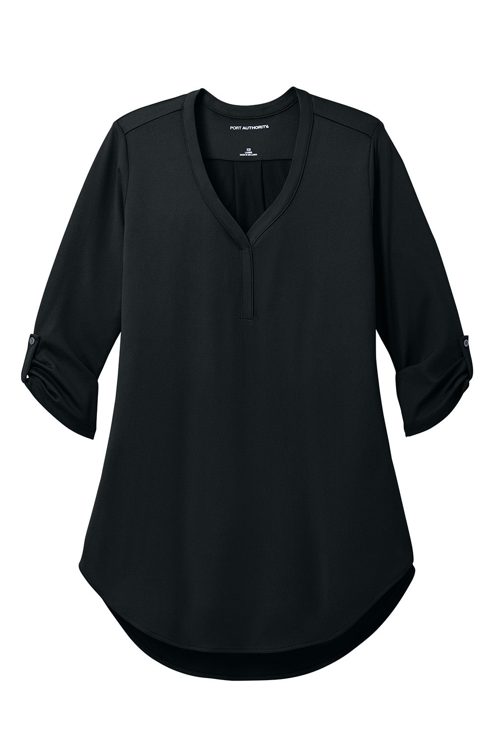 Port Authority LK6840 Womens City Stretch 3/4 Sleeve Tunic Black Flat Front