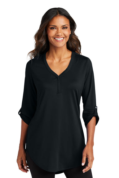 Port Authority LK6840 Womens City Stretch 3/4 Sleeve Tunic Black Model Front