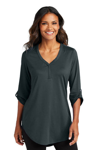 Port Authority LK6840 Womens City Stretch 3/4 Sleeve Tunic Graphite Grey Model Front