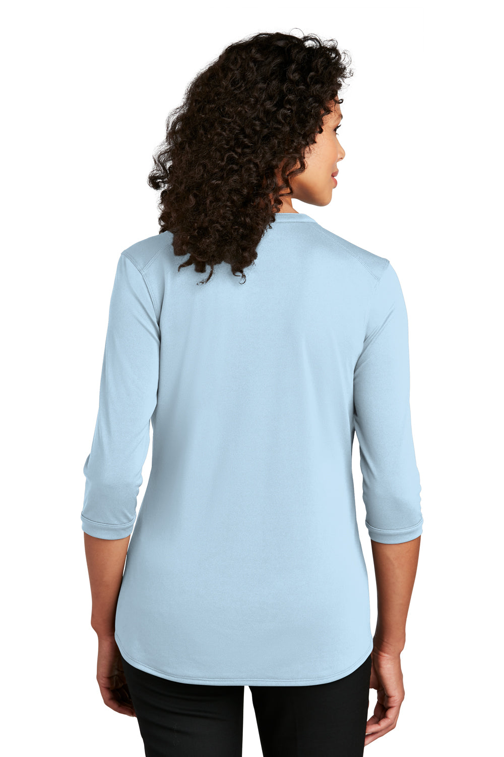 Port Authority LK750 Womens Moisture Wicking 3/4 Sleeve Polo Shirt Cloud Blue Model Back