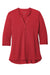 Port Authority LK750 Womens Moisture Wicking 3/4 Sleeve Polo Shirt Rich Red Flat Front