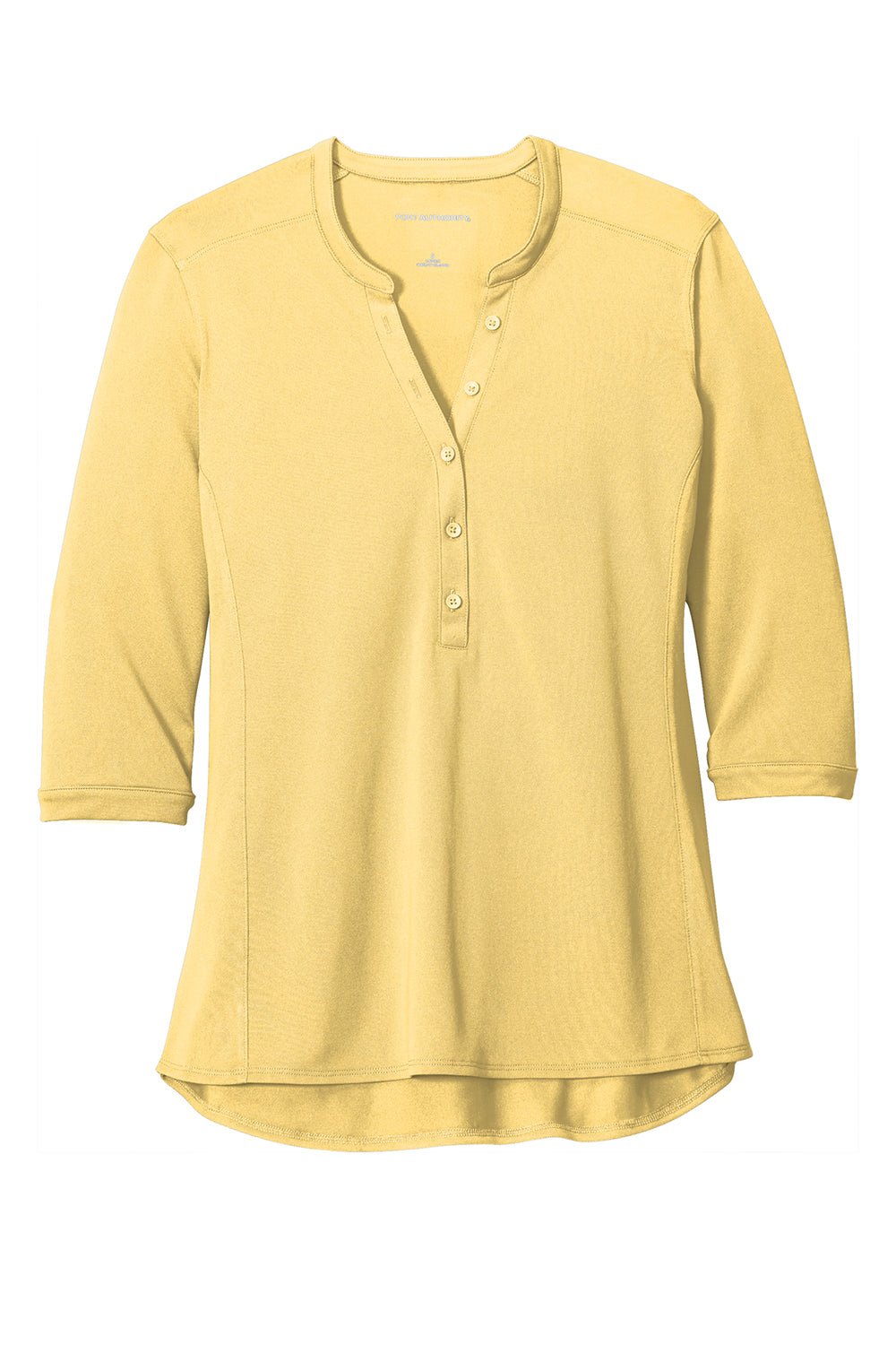 Port Authority LK750 Womens Moisture Wicking 3/4 Sleeve Polo Shirt Sunbeam Yellow Flat Front