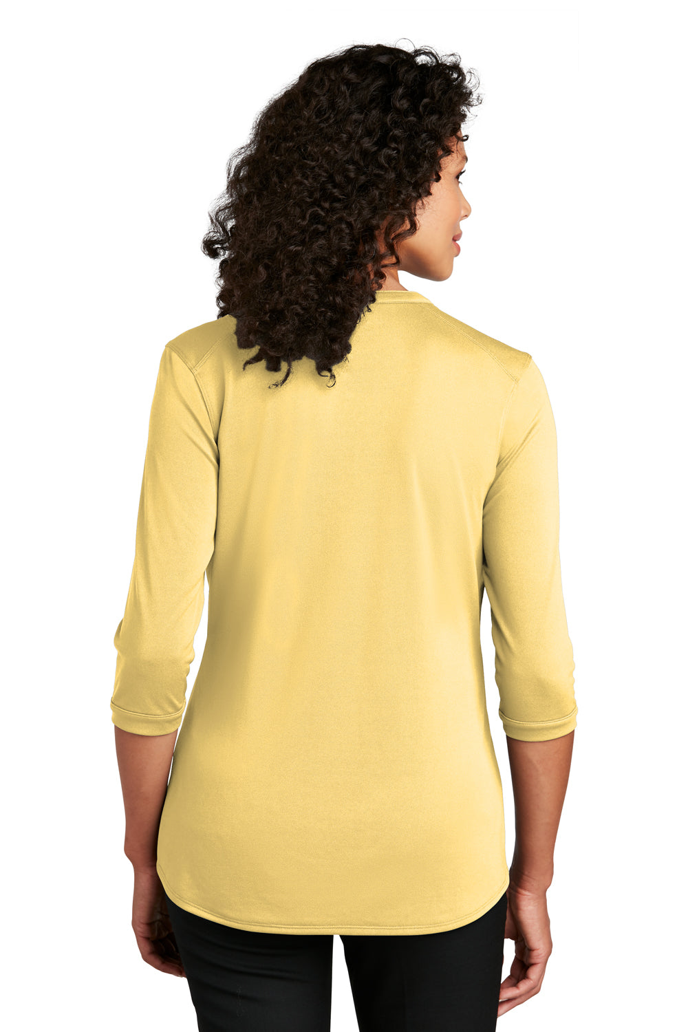 Port Authority LK750 Womens Moisture Wicking 3/4 Sleeve Polo Shirt Sunbeam Yellow Model Back